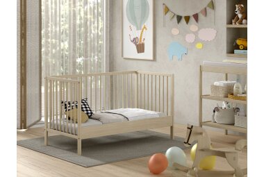 Babybett Kara-lynn 144x76x84 Gitterbett Massivholz Buche Natur