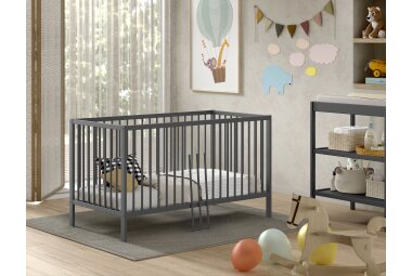 Babybett Kara-lynn 144x76x84 Wiege Massivholz Buche Anthrazit