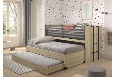 Hochbett Kary 219x98x117 Kinderbett Holzwerkstoff Eiche