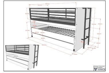 Hochbett Kary 219x98x117 Kinderbett Holzwerkstoff Weiß