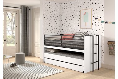 Hochbett Kary 219x98x117 Kinderbett Holzwerkstoff Weiß