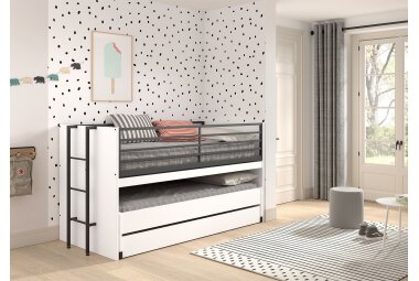 Hochbett Kary 219x98x117 Kinderbett Holzwerkstoff Weiß