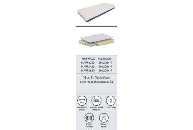 Taschenfederkern Matratze Karon 200x120x19 PU-Schaum Beige