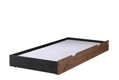 Bettschublade Kameko 190x94x23 MDF+Massivholz Schwarz/Cognac