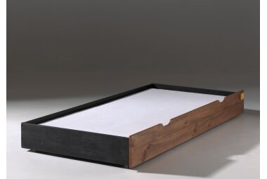 Bettschublade Kameko 190x94x23 MDF+Massivholz Schwarz/Cognac