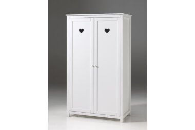 Kleiderschrank Kamila 110x57x191 Schrank 2-türig MDF+Massivholz Weiß
