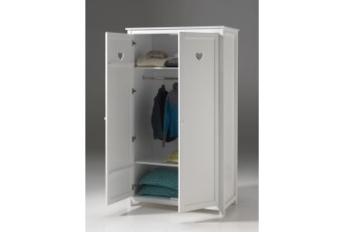 Kleiderschrank Kamila 110x57x191 Schrank 2-türig MDF+Massivholz Weiß