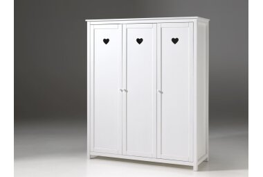 Kleiderschrank Kamila 159x57x191 Schrank 3 türig MDF+Massivholz Weiß