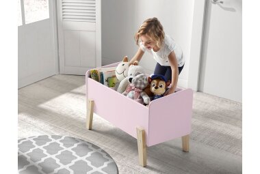 Spielkiste Karilynn 80x39x48 Spielkasten MDF+Massivholz rosa