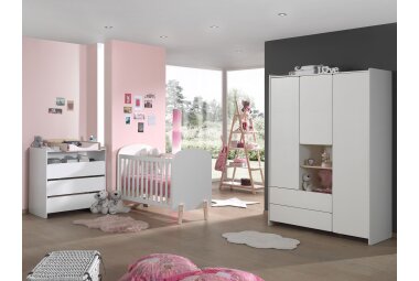 Kleiderschrank Karilynn 133x55x190 Schrank MDF+Massivholz Weiß