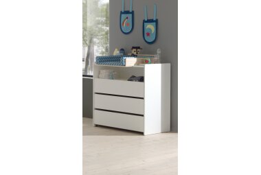Wickelkommode Karilynn 90x74x106 Schubladenkommode MDF+Massivholz Weiß