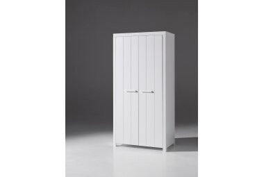 Kleiderschrank Karalynn 100x58x206 Schrank mit 2 Türen MDF Weiß