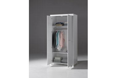 Kleiderschrank Karalynn 100x58x206 Schrank mit 2 Türen MDF Weiß