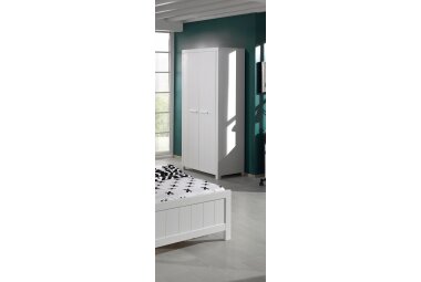 Kleiderschrank Karalynn 100x58x206 Schrank mit 2 Türen MDF Weiß