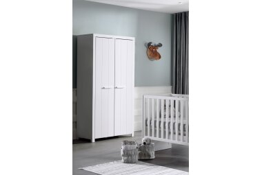 Kleiderschrank Karalynn 100x58x206 Schrank mit 2 Türen MDF Weiß