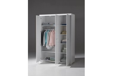 Kleiderschrank Karalynn 144x58x206 Wäscheschrank mit 3 Türen MDF Weiß