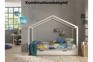 Bettschublade Kapua 199x94x19 Massivholz+Holzwerkstoff Weiß