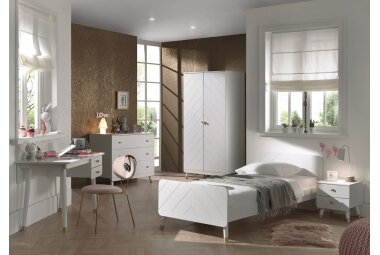 Schreibtisch Kamillah 125x75x60 Computertisch MDF Satin Weiß