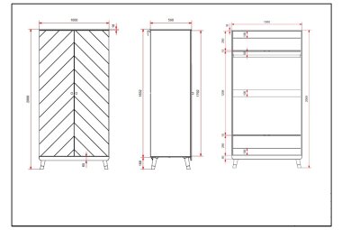 Kleiderschrank Kamillah 100x59x200 Schrank MDF Satin Weiß