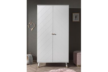 Kleiderschrank Kamillah 100x59x200 Schrank MDF Satin Weiß