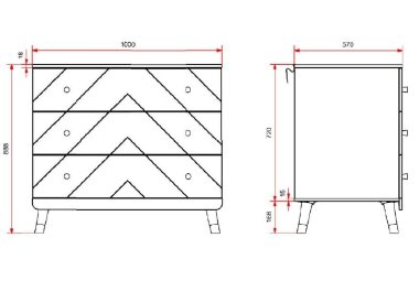 Kommode Kamillah 100x57x89 Schubladenkommode MDF Satin Weiß