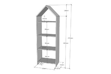 Wandregal Kania 58x37x171 Standregal MDF+Holzwerkstoff Weiß