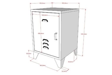 Nachtkommode Kay 40x40x60 Nachtkonsole Industrial Design Metall Weiß