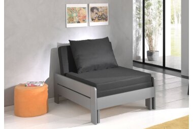 Bettsessel Karole 80x85/206x68 Sessel Bett Massivholz grau