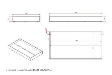Bettschublade Karie 139x74x14 Bettschubkasten MDF Grau