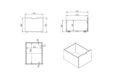 Bettschublade Karolina 50x60x40 Bettschubkasten MDF Grau