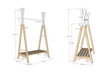 Kleiderst&auml;nder Karilynn 74x50x132 Ablage Massivholz...