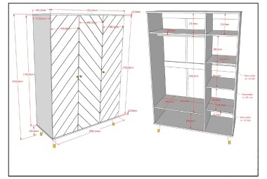 Kleiderschrank Kamillah 150x59x200 Schrank mit 3 Türen MDF Satin Weiß
