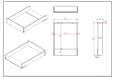 Wickelaufsatz Kamillah 50x68x10 Wickelablage MDF Satin Weiß