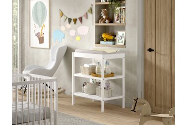 Wickelregal Kara-lynn 79x50x95 Massivholz Buche Wei&szlig;