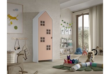 Regalschrank Kania 58x37x171 Standregal MDF Wei&szlig;/Pink
