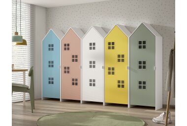 Regalschrank Set Kania 288x37x171 Standregal MDF Weiß /Bunt