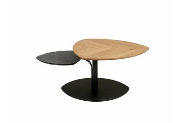 Couchtisch höhenverstellbar Cindi 110x47x70 Echtholz Wildeiche/Schwarz