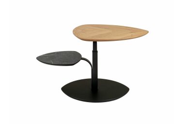 Couchtisch höhenverstellbar Cindi 110x47x70 Echtholz Wildeiche/Schwarz