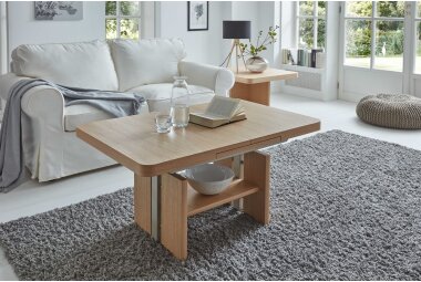 Couchtisch höhenverstellbar und ausziehbar Cindee 100x56x60 Eiche
