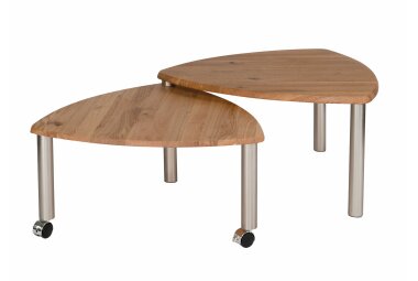 Couchtisch Ablage ausdrehbar Clarita 80x43x80 Massivholz Wildeiche