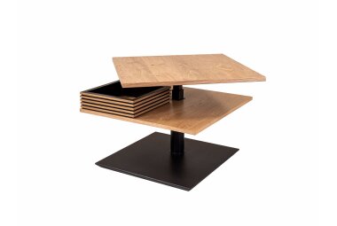 Couchtisch höhenverstellbar Clare 70x49x70 Furnier Schwarz/Wildeiche
