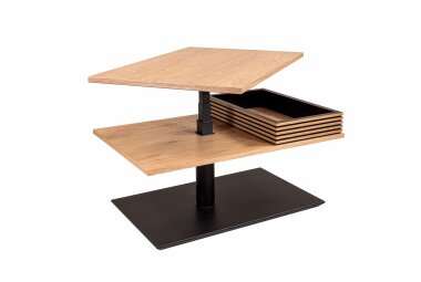 Couchtisch höhenverstellbar Clem 90x49x60 Furnier Schwarz/Wildeiche