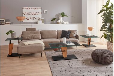 Couchtisch höhenverstellbar Clio 100x47x60 Parsolglas Wildeiche/Grau