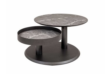 Couchtisch mit drehbarer Tischplatte Codie 75x43x75 HPL Schwarz/Grau