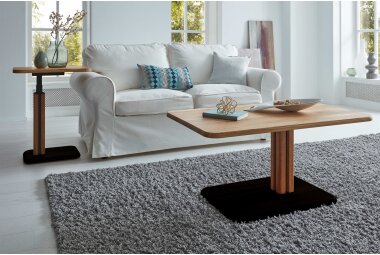 Couchtisch höhenverstellbar Colly 100x49x60 Massivholz Grau/Wildeiche